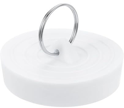 uxcell Rubber Sink Plug, Bathtub Drain Stopper Fit for 2-1/16 to 2-3/16 Drain Sink Stopper Seal with Hanging Ring for Bathroom Kitchen Laundry, White