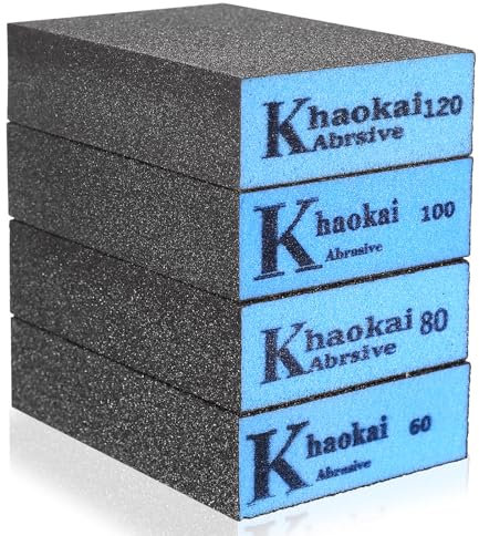4 Pcs Taco Lija, Esponja de Lijado, Tacos de Lijado, Esponja de Lija, Grano 60/80/100/120 Bloques de Papel de Lija Húmedo y Seco Manual para Lijado de Pintura de Madera Metal Paredes