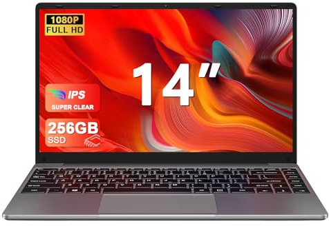 2025 Newest Ordenador Portátil 14 Pulgadas Win 11 con 5G WiFi,256GB SSD Expansión SSD 1TB(Up to 2.8Ghz),BT4.2 3.0 Transmisión Puerto 1080P Portátiles FHD Buenos & Mini Puerto Multimedia con ratón-Gris