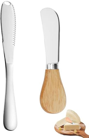 KGDUYC 2 pcs Coltelli da burro,Coltello Burro Formaggio,Coltelli Spalmatori di Formaggio,Coltello da Burro Multifunzione,Coltello da Crema,Coltelli da Formaggio per Burro Marmellata Formaggio Panna