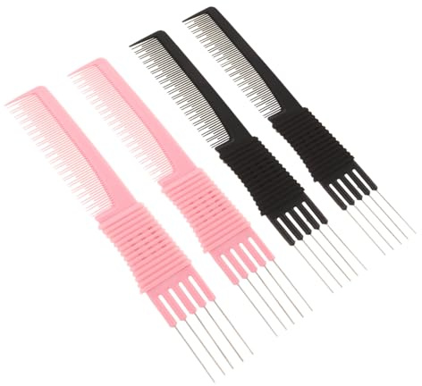 HAMPPLIES Lot De 4 Peignes à Crêper Avec Aiguilles Métalliques, Peignes Pour Séparer Et Coiffer, Outil De Coiffure Pour Homme Et Femme