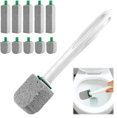 Detergente per WC in pietra pomice, 10 pezzi, con 1 manico, pietra pomice per WC, bagno, cucina, piscine, per rimuovere le macchie ostinate (10)