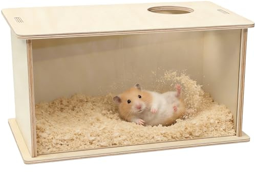 Itoyx Hamster Sand Bath Box, Wooden Digging Sand Box for Syrian Hamsters