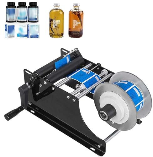 CUTANGELAR Manuell Etiketteringsmaskin För Runda Flaskor, Applikator För Runda Flaskor, Arbetar 30 Gånger Per Minut. Hanterar G-las, Plast, Perfekt För Småskalig Produktion Och Hemtappningsprojekt.