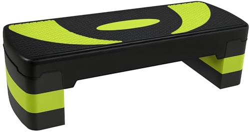 HOMCOM Step Fitness da Aerobica, Stepper Regolabile a 3 Altezze 10-15-20 cm per Allenamento a Casa e Palestra, Verde e Nero