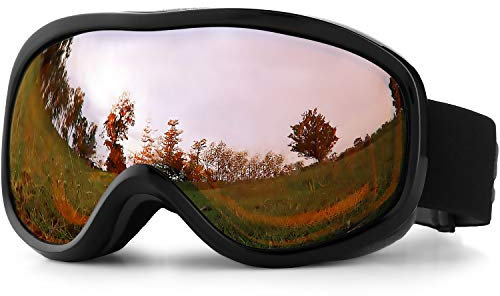 SPOSUNE Skibrille Damen Herren Snowboardbrille OTG Kids Skibrille Brille Wear Anti-Fog 100% UV400 Schutz für Skifahren Rollschuhlaufen Windschutz Schlagfest Helm kompatibel