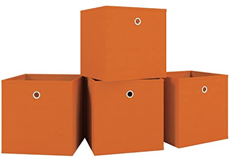 VCM 4er Set Faltbox, Klappbox Stoff Kiste, Faltschachtel, Maße ca. H. 28 x B. 27 x T. 27 cm, Regalbox - Boxas