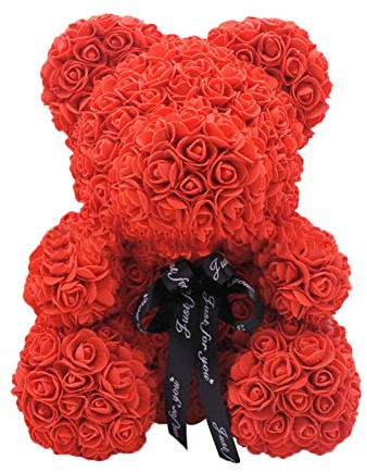 MEYANG Oso Rosa, Peluche Rosa Artificial, Decoración Flor Artificial Hecha Mano, Regalos Románticos para AniversariBoda, Cumpleaños San Valentín