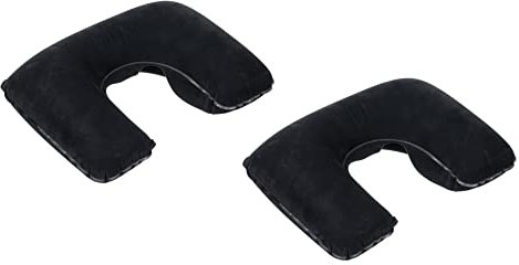Invero Pack of 2 Inflatable Travel Neck Pillow - Blow Up Pillows for Holiday and Travel Comfort - Compact, Portable and Lightweight for Adults and Children - Black