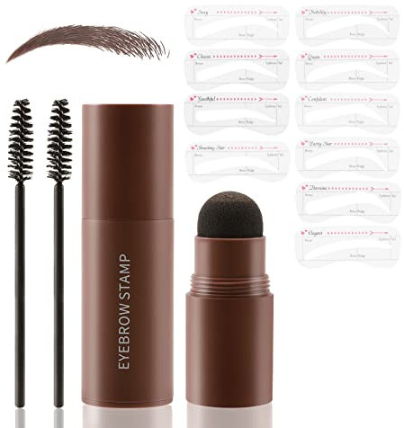 Boobeen Augenbrauen-Stempel, Augenbrauen-Stempel-Schablonen-Shaping-Kit, Augenbrauenfüller-Puder, langlebig, Augenbrauen-Definierer-Make-up für natürliche Augenbrauen
