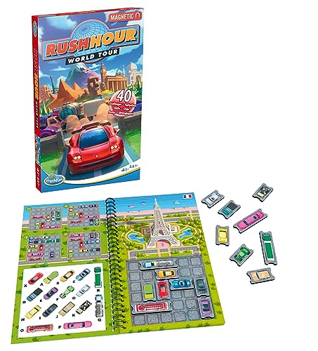 ThinkFun Rush Hour World Tour Magnetic Travel Puzzle - Embark on a Global Adventure of Logic and Strategy in a Compact Travel Edition