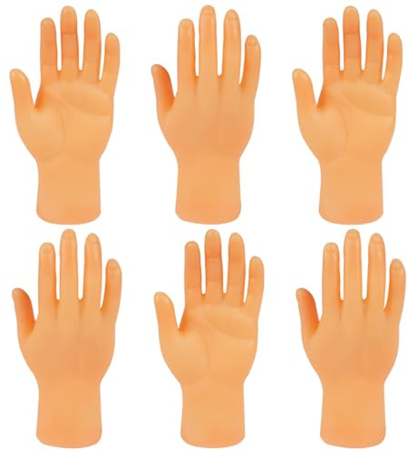 Aolso Tiny Hands, 6 Pcs Finger Puppets, Miniature Little Hands Finger Puppets, Finger Props, Little Finger Funny Finger Hand for Joke Toys, Prank Game