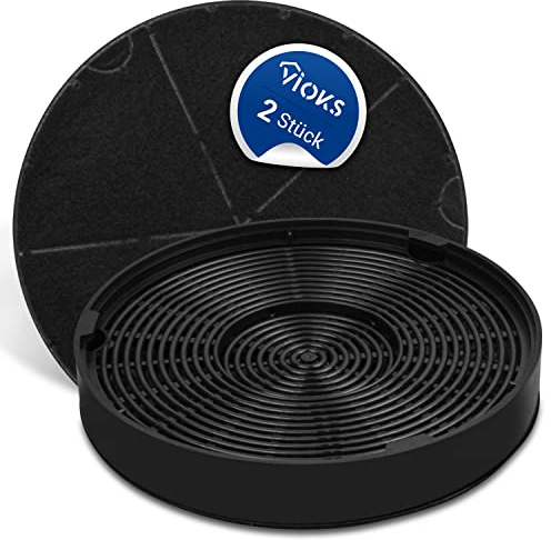 VIOKS Aktivt kolfilter köksfläkt 196 mm Ø SET 2 x ersättning för Electrolux 902979357/8 50290659007 Franke 112.0016.755 Bosch Siеmens 00748732 DHZ5316 LZ5651 Miee le 6532971 fläktfilter