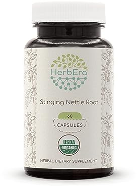 HerbEra Stinging Nettle Root USDA Organic 60 Capsules | Natural Herbal Supplement | Certified Organic Vegetarian Capsules and Organic Stinging Nettle (Urtica Dioica) Dried Root (60 Capsules)