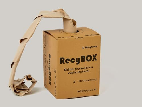 RECYCOOL RecyBOX 35cm x 400m | Füllpapier, umweltfreundlich, Hohlraumfüllung aus 100% Recyclingpapier, leicht abreißbar, kernlose Rolle für sicheres, nachhaltiges und effizientes Verpacken, 70g