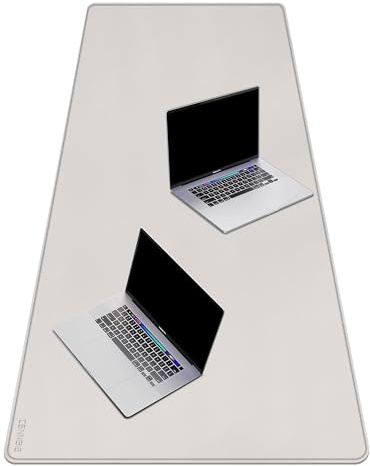 CENNBIE Leather Desk Mat Large, 180 x 50cm Desk Pad Blotter Protector, Extended Non-Slip Mouse Pad, Waterproof PU Leather Large Mouse pad for Desk Office and Home (Cream)