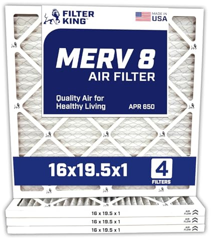 Filter King 16 x 19,5 x 1 luftfilter | 4-pack | MERV 8 HVAC veckade A/C ugnsfilter | TILLVERKAD I USA | Faktisk storlek: 40 x 19,5 x 19,5 x 190,5 cm