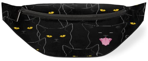 Sac banane pour homme, femme, enfant, fille, garçon, chat, sport, randonnée, course à pied, sac banane noir, couleur, M, Organiseur de sac