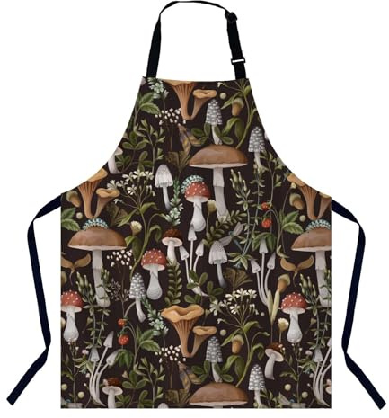 BGBDEIA Mushrooms Berries Apron, Adjustable Bib Apron for Men Women, Suitable for Kitchen Cooking Waitress Chef