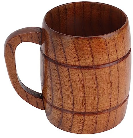TOPINCN Boccale da Birra in Legno, Bicchiere da Birra in Legno da 300 Ml con Manico, Boccale da Boccale Boccale da caffè Bicchiere da Birra Bicchiere da Birra Boccale da Barile Tazze da