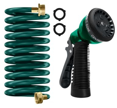 Coil Hose 10FT EVA Coil Garden Hose With 3/4'' Brass Connector Coiled Water Hose