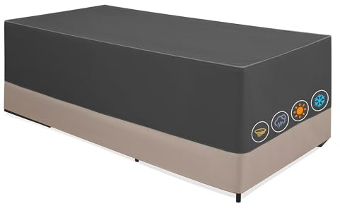 Gartenmöbel Abdeckung Winterfest 420D Oxford, Wasserdichte Schutzhülle Gartenmöbel Anti-UV Abdeckhaube für Gartentisch Terrassenmöbel Schwerlast, Regenschutz Staubfest 250x100x70cm