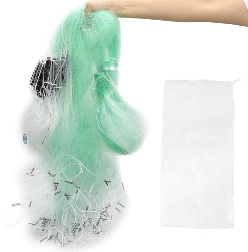 stonenect Rete da pesca a 3 strati, rete da pesca in nylon, lunghezza 30 metri, altezza 2 metri, con galleggianti e lavandini, trappola per esche pieghevole (rete da 10 x 10 cm, 5 dita)