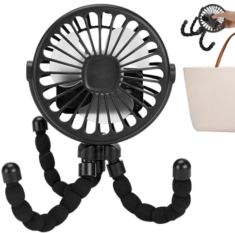 Genérico Ventilador Portátil Para Cochecito - Ventilador USB Recargable Carrito Bebe Trípode Flexible | Coche Carro Bebe | Abanico Para Cochecito De Bebé Luz Nocturna Ideal Para Interiores/Exteriores