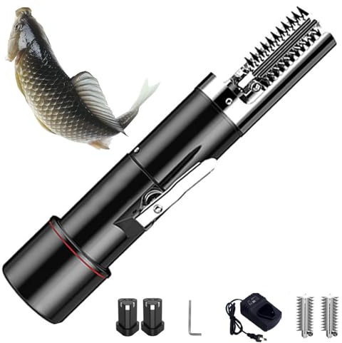 Squamatore elettrico for pesci, dispositivo portatile automatico senza fili for la rimozione delle squame dei pesci con batteria sostituibile e testine di taglio, strumenti for la pulizia(Black)