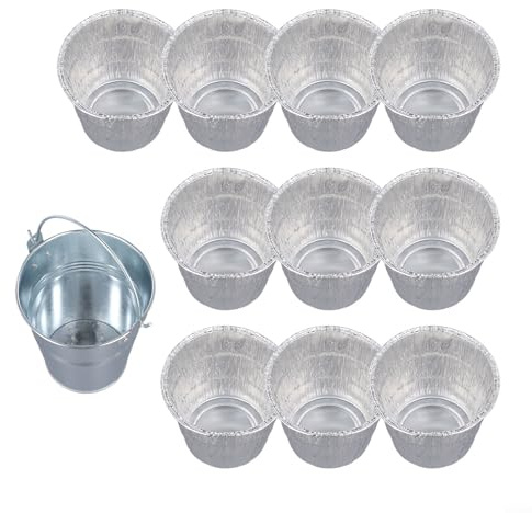Seau à graisse pour barbecue avec 10 doublures en feuille d'aluminium, métal galvanisé pour un nettoyage facile, compatible avec Traeger et extérieur