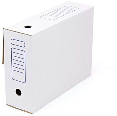 ONLY BOXES Pack 20 Cajas Archivo definitivo Automontables A4 - Cartón Ondulado 3 mm, Cierre Automático Sin Cinta, 100 % Reciclables, Medidas : 36x10.3x27.1 cm, color Blanco