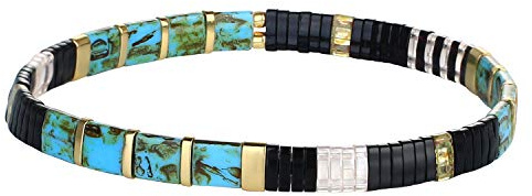 KELITCH Charm Stretch Armband för kvinnor Färgglada vänskapsarmband Candy Miyuki Tila Beaded Strand Armband