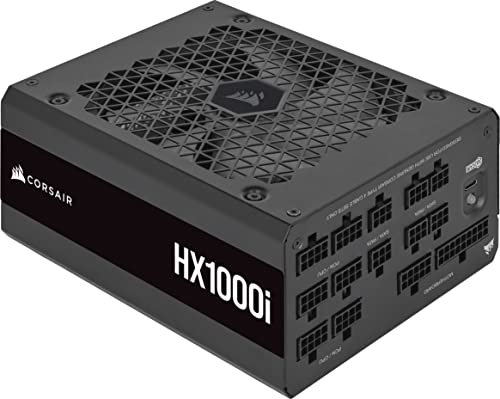 Corsair HX1000i Fully Modular Ultra-Low Noise ATX Power Supply - ATX 3.1 & PCIe 5.1 Compliant - Fluid Dynamic Bearing Fan - CORSAIR iCUE Software Compatible - 80 PLUS Platinum Efficiency - Black