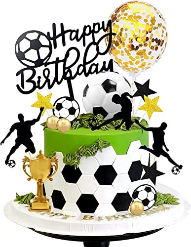 Tortendeko Fussball, Tortenaufleger Deko Kinder Torte Kuchendeko Fussball , Figuren Cake Topper für Junge Geburtstag Party