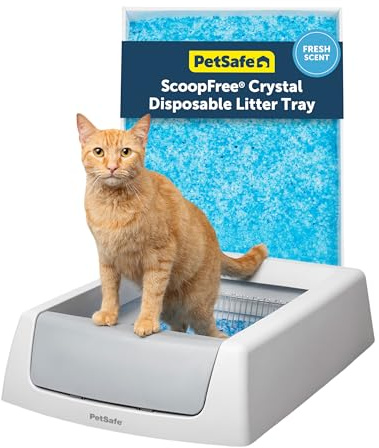 PetSafe ScoopFree Crystal Classic Self-Cleaning Litter Box System – Automatic Cat Litter Box - Advanced Odor Control – Includes Disposable Crystal Litter Tray (PAL00-17296)
