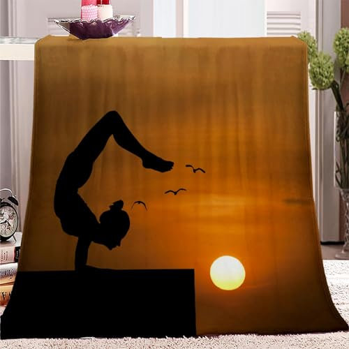 Manta de forro polar para sofá o cama de 60 x 80 pulgadas, manta de franela súper suave y mullida para ejercicio, yoga, atardecer, manta de franela Sherpa cómoda para invierno y primavera, ropa de