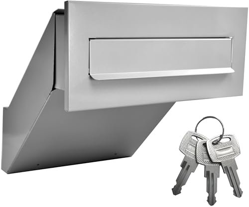 ALSTEN TECH Buzón de pared para tu casa u oficina, para muro, empotrable, con placa para nombre, buzones en color plateado, ranura A4, acero galvanizado, revestimiento de polvo