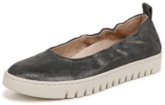 Vionic Womens Uptown Ballet Flat Ballet Medium Fit UK 8, Polluted Silver Leather
