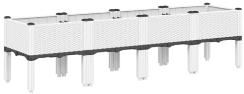 vidaXL Jardinera con Patas, Maceta para Verduras Flores Plantas, Macetero de Hierbas, Decoración para Jardín Patio Balcón Terraza, PP Blanco