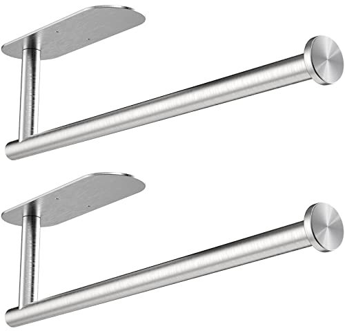 Gewtur Portarrollos Cocina, Portarrollos Papel Cocina Pared, Soporte Rollo Cocina Pared Acero Inoxidable, Adhesivo Porta Rollos Papel de Cocina Porta Rollo para Baños y Cocinas, 2 Piezas