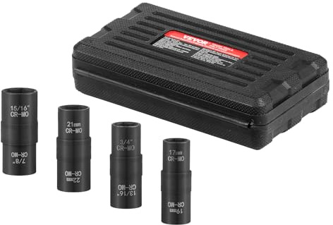 VEVOR Lug Nut Impact Socket Set 1/2-Inch Drive, 8-IN-4 Flip Socket Design, Covers Most Commonly Used SAE & Metric Wheel Nuts, CR-MO Steel