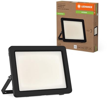 LEDVANCE Proiettore LED con classe di efficienza energetica A, alloggiamento in alluminio nero, 24,5 W, 4600 lm, per applicazioni esterne, design compatto, leggero, facile installazione