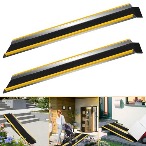 Cecaylie 2 Stück Auffahrrampe, 118cm Alu Rollstuhlrampe, Laderampe Tragfähigkeit 300kg, rutschfest Hunderampe, ATV Quad Motorradrampe, PKW Anhängerrampe, Verladerampe für Motorrad, Rollstuhl