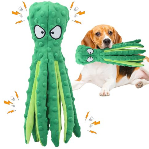 Hundespielzeug Unzerstörbar, 2025 Neu No Stuffing Dog Toys, Hundekauspielzeug Welpenspielzeug Hunde-Quietschspielzeug Krake Quietschspielzeug Intelligenz Hundespielzeug Große Kleine Hunde (Grün)
