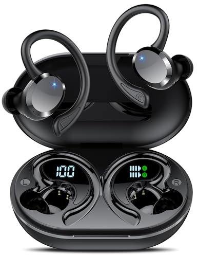 Bluetooth Kopfhörer Sport, 2025 In Ear Kopfhörer Kabellos Bluetooth 5.4 Tiefer Bass mit 4 ENC Noise Cancelling Mic, 68Std Kabellose Kopfhörer Hi-Fi Stereo, Dual LED-Anzeige für Arbeit und Studium