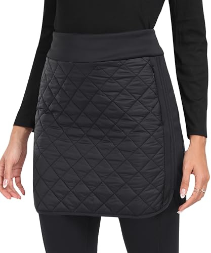 MoFiz Women's Winter Quilted Skirts Warm Insulated Puffer Skirt with Full Zipper Snow Skorts for Casual Golf Hiking Outdoor Dark Grey N11 Size US M