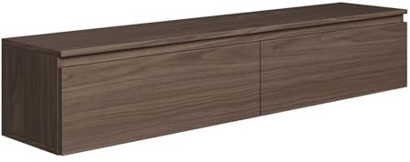 Selsey Hängeboard Bemmi 28,4x150x31,8 cm, Minimalistisches TV Lowboard, Wisconsin-Walnuss, Hochwertige Spanplatte mit ABS-Kanten, Zwei Klappenfächer,Melaminbeschichtet, Ideal fürs Wohnzimmer