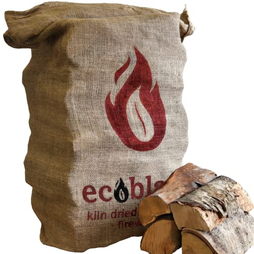 Ecoblaze Kiln Dried Hardwood Firewood Logs 50L – Eco Log in Sturdy Hessian Sack - Ready to Burn - Dried Under 20% | Fire wood Bag – Ideal for Wood Burners, Pizza Oven, Fire Pit, Open Fire & log burner