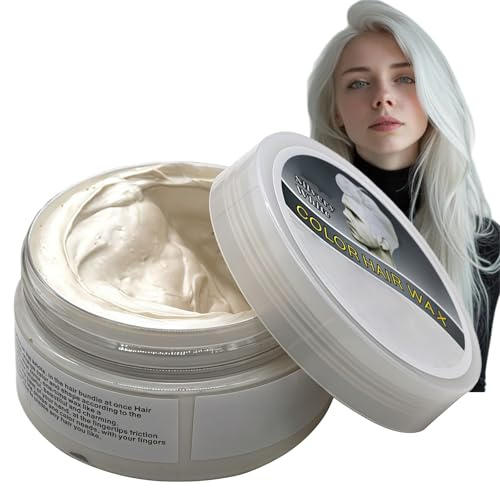 Temporary Hair Colour Wax&Hair Dye,Semi Permanent&Washable Hair Wax for Men&Women,Natural Hair Cream&Styling Spray for Parties,Easy Washable Hair Colour Spray,All Day Hold,Gentle ingredients(White)
