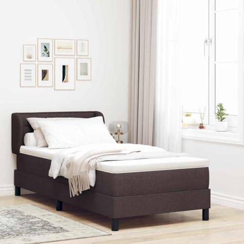 INLIFE Lit boxspring avec Matelas Marron foncé 80 x 200 cm tissu-3339929